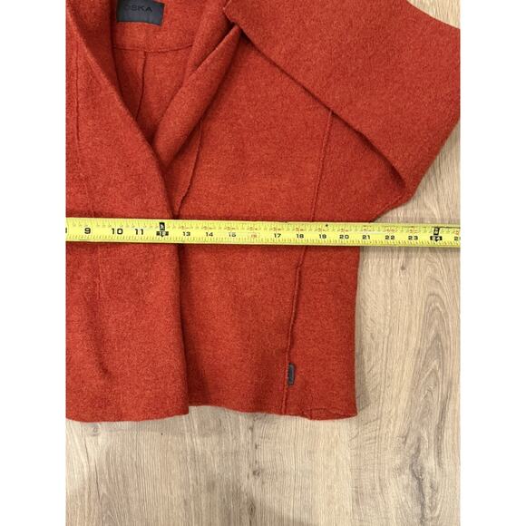 OSKA Boiled Wool Jacket Cardigan SIZE 1 / Small Orange 100% Wool Two Button - Picture 7 of 10